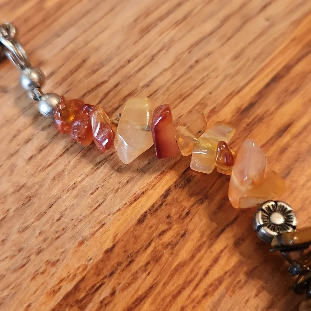 Native American Turquoise Tiger Eye Amber Necklace 17.5" - Picture 5 of 15
